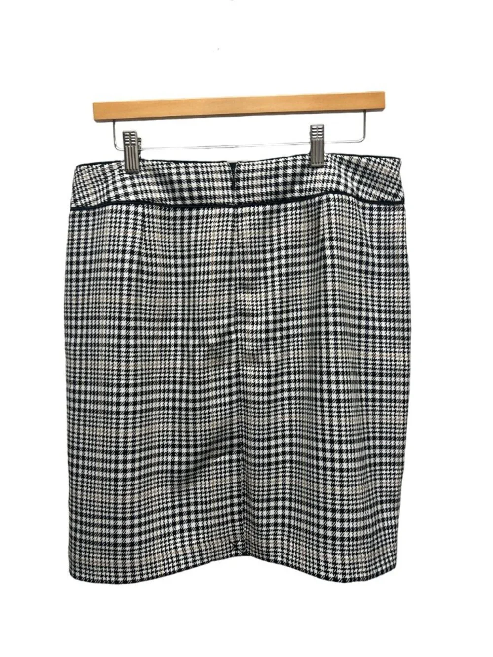 Banana Republic Tweed Black & White Plaid Pencil Skirt